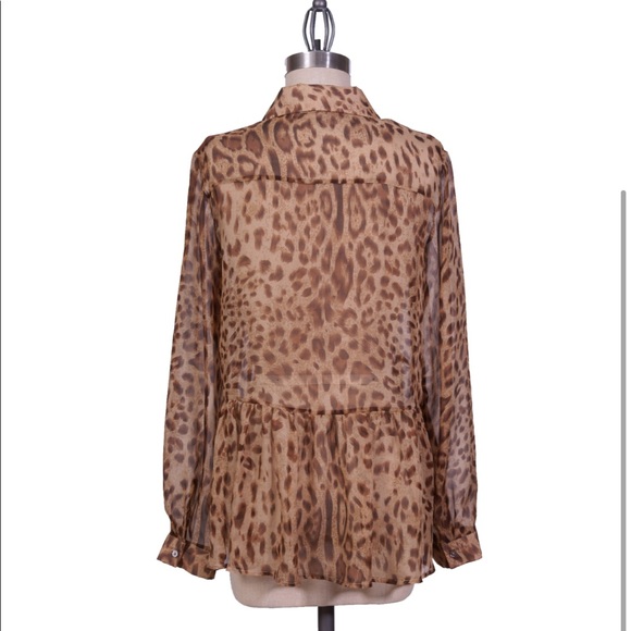 BLUE TASSEL: Silk Leopard Tiered Blouse - Picture 6 of 6